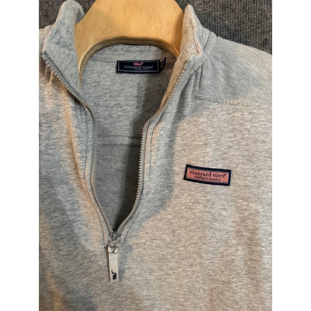 Vineyard Vines Mens Quarter Zip Pullover Heather Gray Cotton Blend Size L - Picture 4 of 9